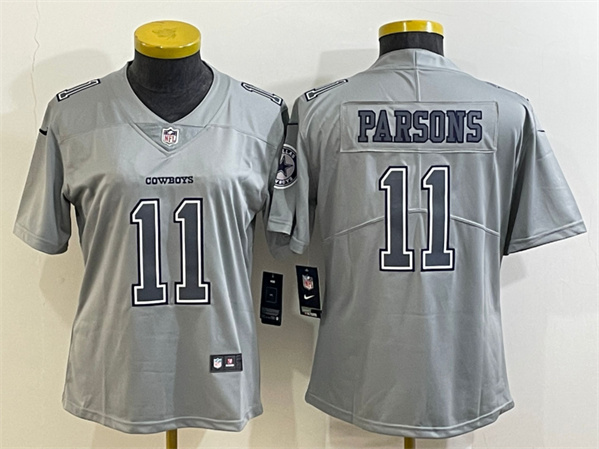 Women's Dallas Cowboys #11 Micah Parsons Gray Atmosphere Fashion Stitched Jersey(Run Small)